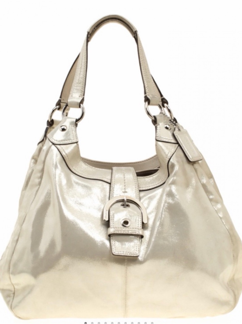 Coach Cream Patent Leather Hobo Shoulder Bag